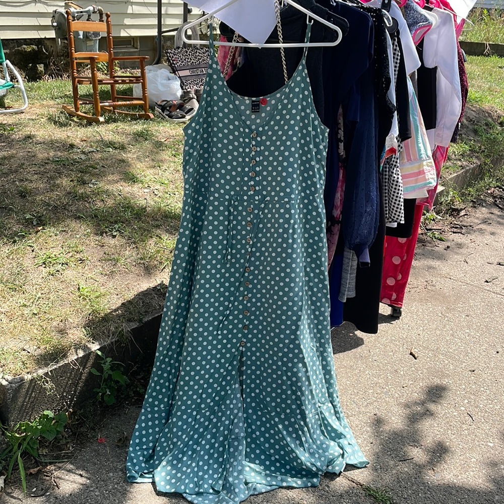 Polka sage sun dress